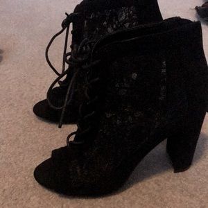 Black lace heels